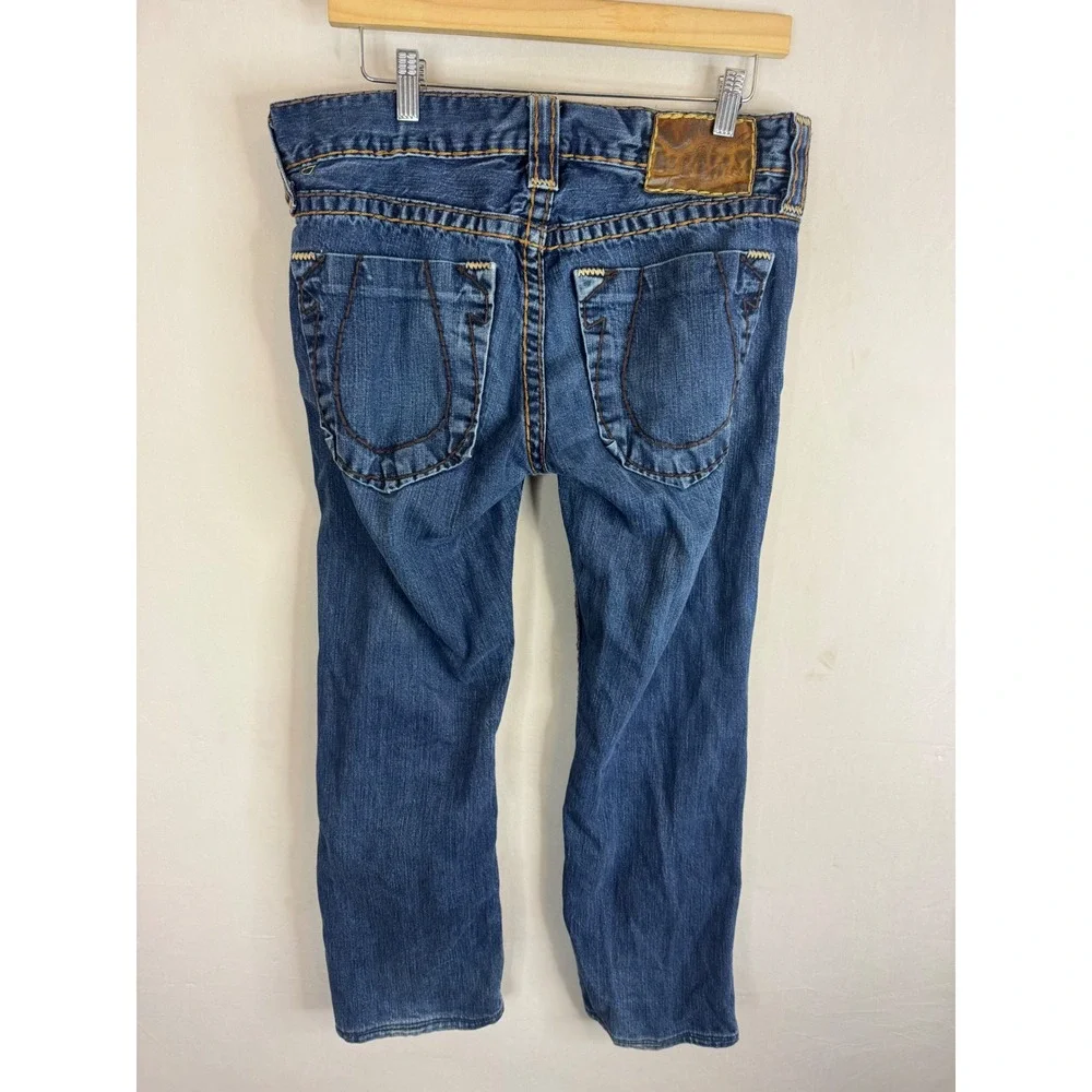 True Religion Brand Jeans Mens 31X30 Blue Denim Straight Leg Contrast Stitch USA